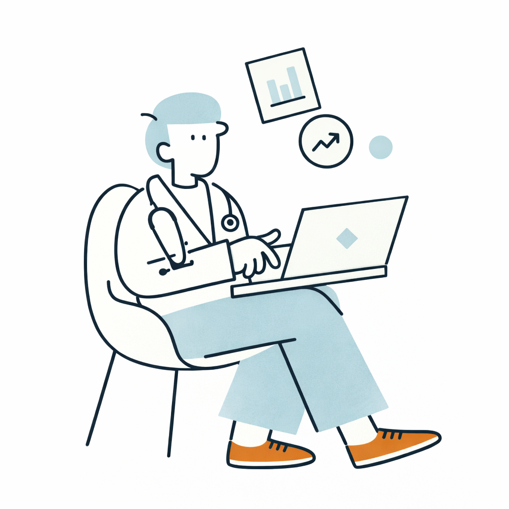 Clinician at laptop